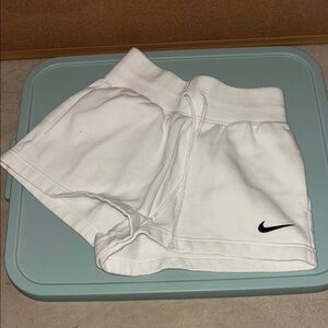 Nike White Shorts with Black Swoosh